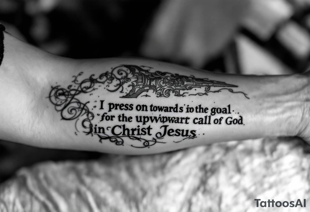 I press on toward the goal for the prize of the upward call of God in Christ Jesus tattoo idea