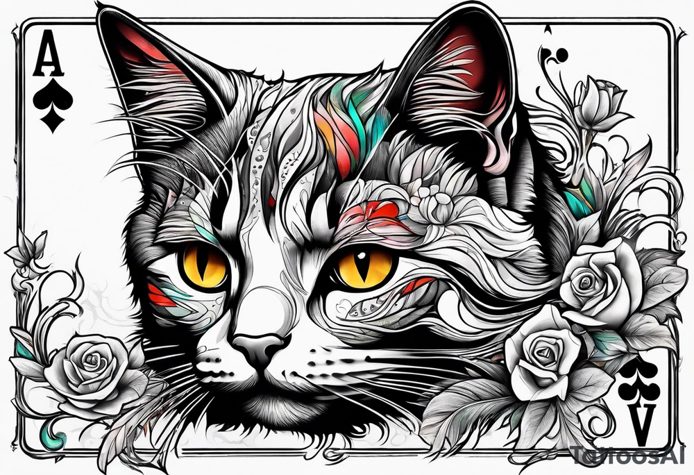 Cat made out of playing cards tattoo idea