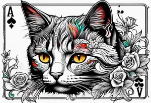 Cat made out of playing cards tattoo idea