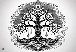 Tree of life, infinity, chakras tattoo idea