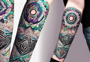 psychedelic, forearm tattoo, geometric, subtle, men, tattoo idea