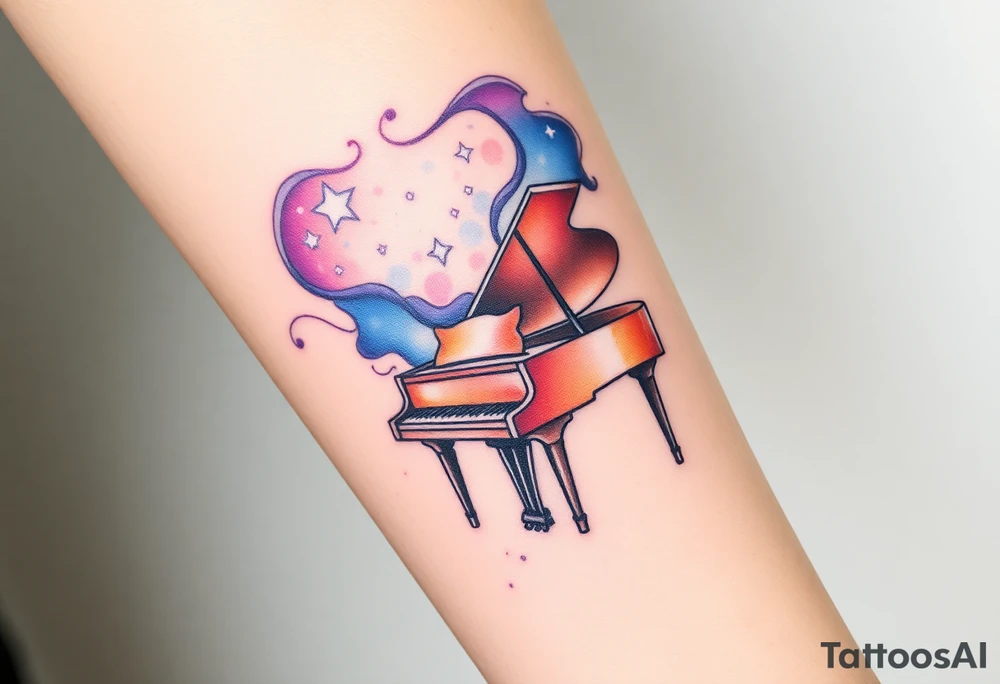 dream grand piano under the stars swirl tattoo idea