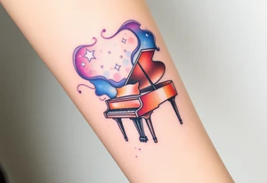 dream grand piano under the stars swirl tattoo idea