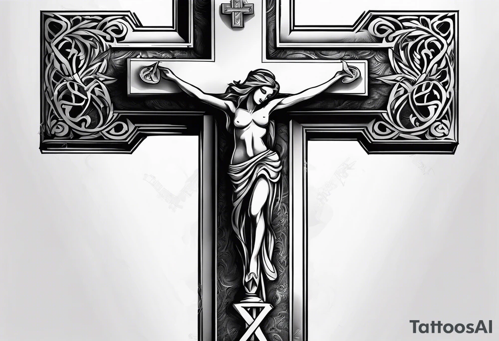 Rock music and cross tattoo idea