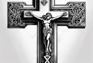 Rock music and cross tattoo idea