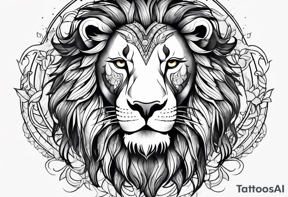 Zodiac sign lion tattoo idea