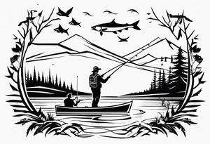 hunting and fishing tattoo idea