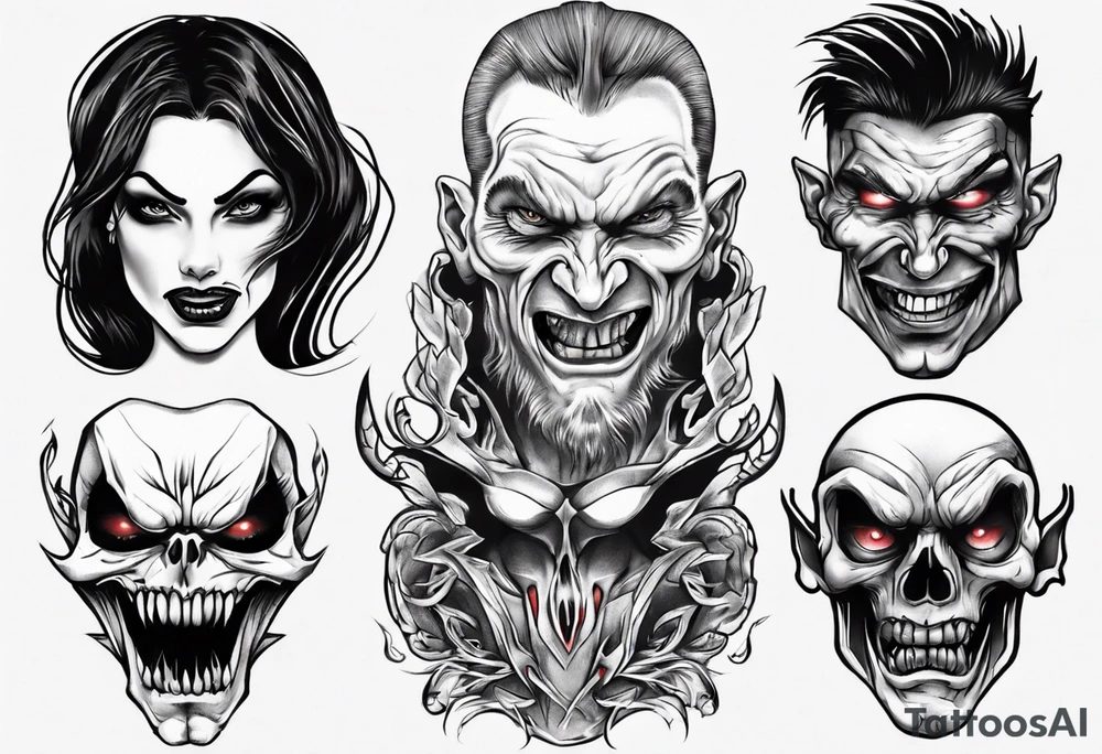 evil face realism tattoo idea
