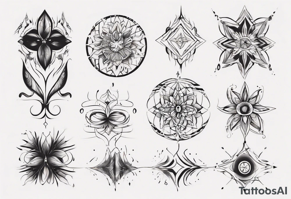 Minimalist Ornemental delicate tattoo idea