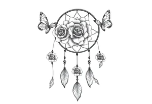 Beautiful Dreamcatcher roses and butterflies tattoo idea
