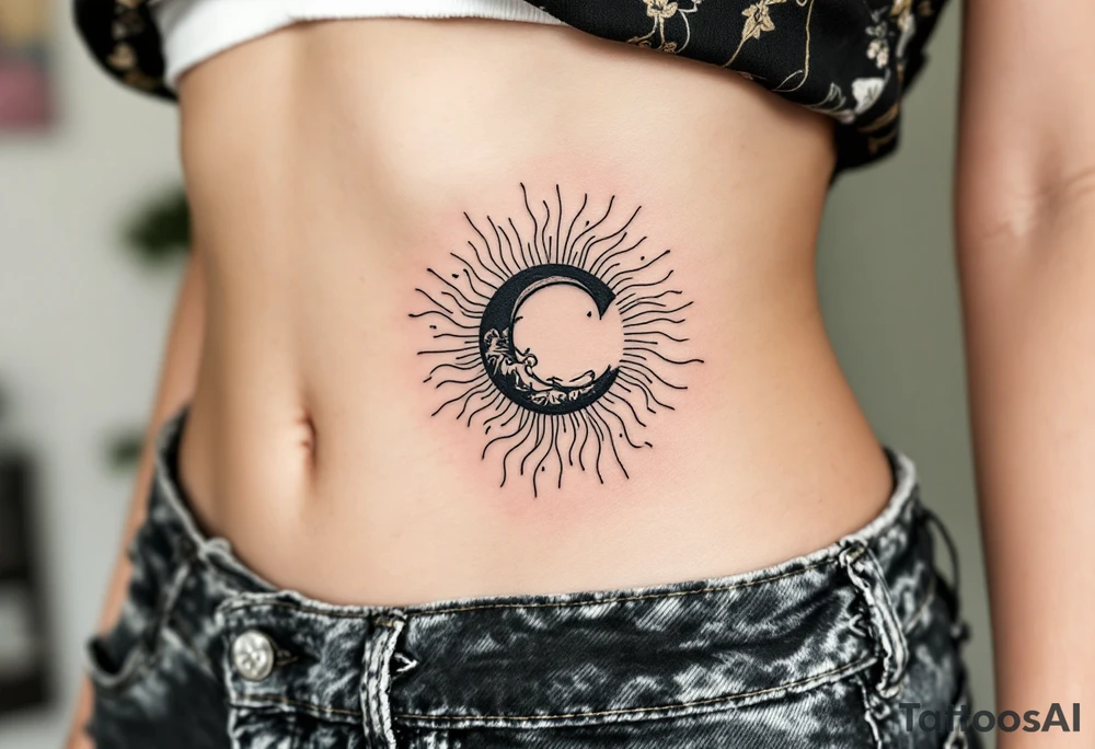 lily letter c and a rising sun tattoo idea