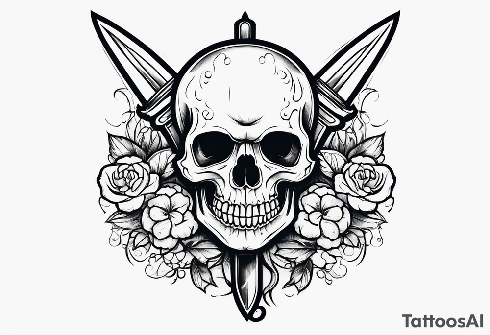 Skull and dagger tattoo idea