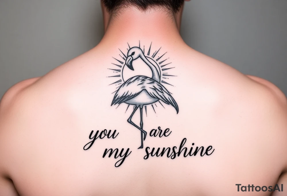 Flamingo with a sun and the saying you are my sunshine tattoo idea