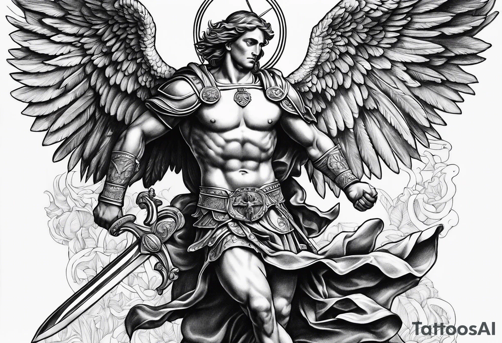 St Michael slaying the devil tattoo idea