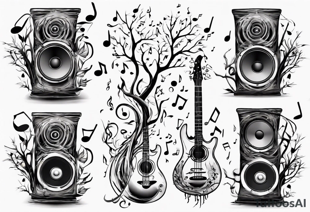 music speaker note tree stave notes tattoo idea