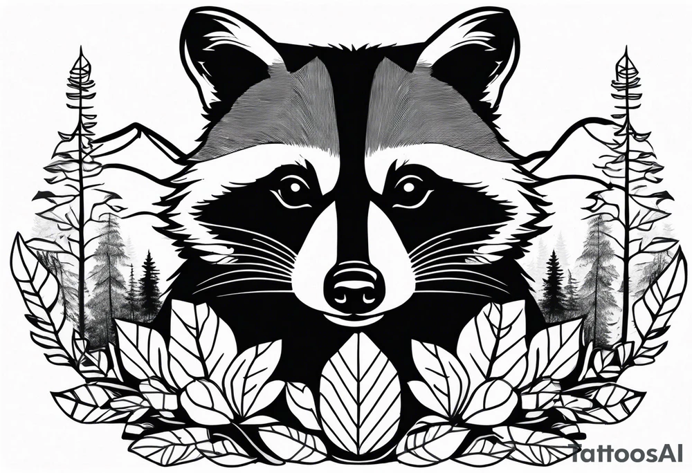 Raccoon in nature tattoo idea