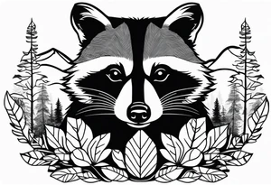 Raccoon in nature tattoo idea