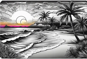 Sunset on beach palm trees tattoo idea