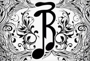 Minimalist Line art Musical notes depicting the letters R and L tattoo idea