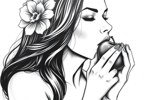 Beautiful  seductive woman eating an apple tattoo idea