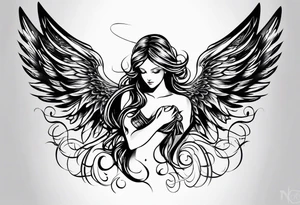 Angel with gothic wings. One side of angle represents darkness and the second of the angle represents light tattoo idea