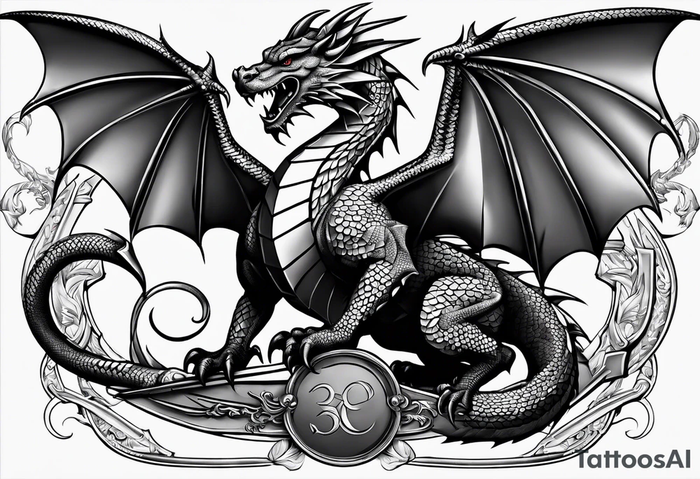 Welsh dragon clutching 3 spears. tattoo idea