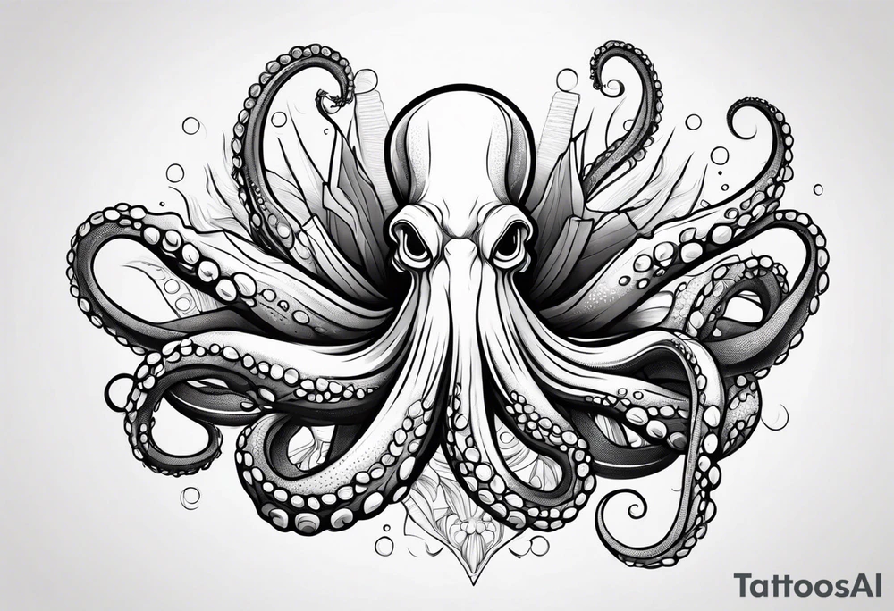 octopus holding a corn cob tattoo idea