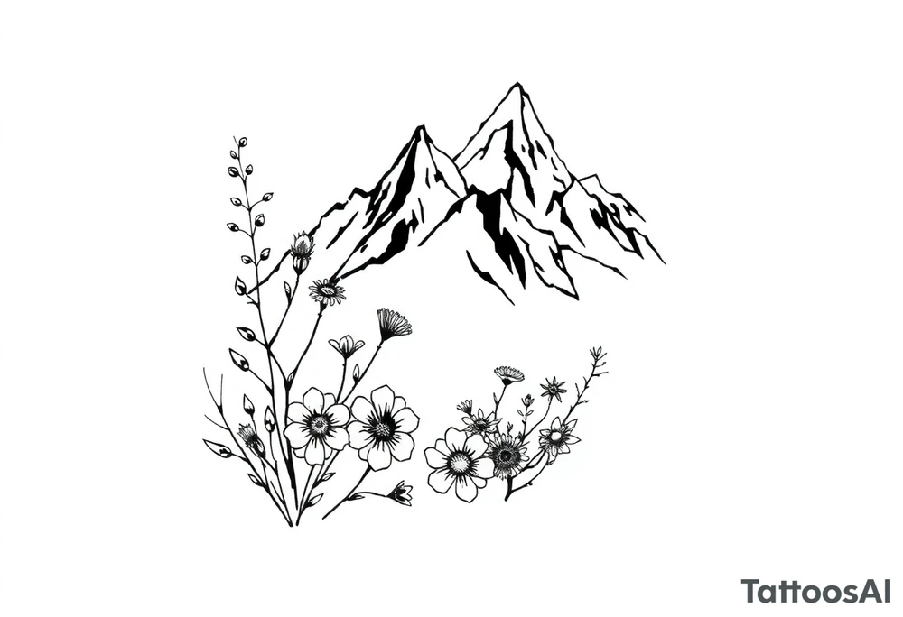 I already have a nature scene on my upper right arm and a mountain range on the inside of my bicep and want plant and flowers to fill in between them tattoo idea