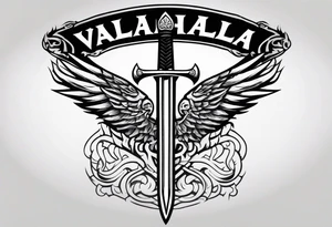 Valhalla round shield fire sword tattoo idea