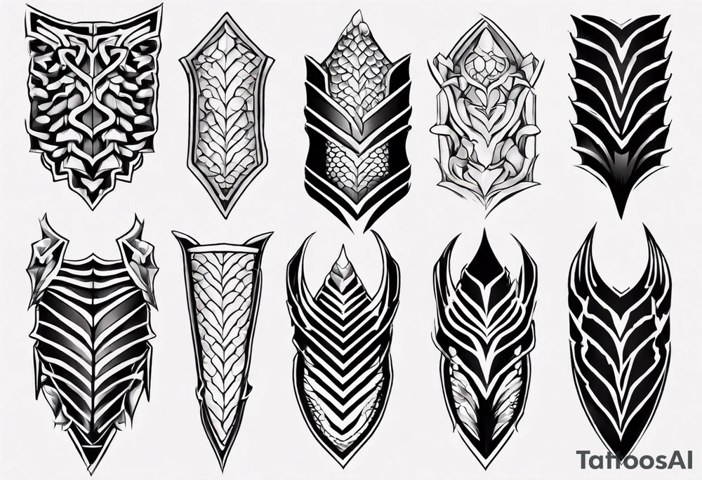 Dragonscale Leg armor symmetrical tattoo idea