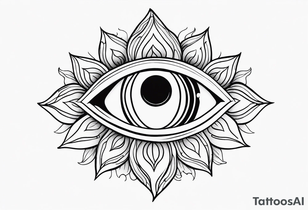 Oeil de ra et tournesol simple tattoo idea