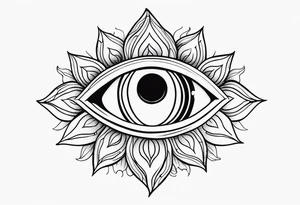 Oeil de ra et tournesol simple tattoo idea
