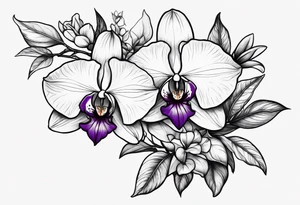 Bougainvillea e orquídea olho de boneca tattoo idea