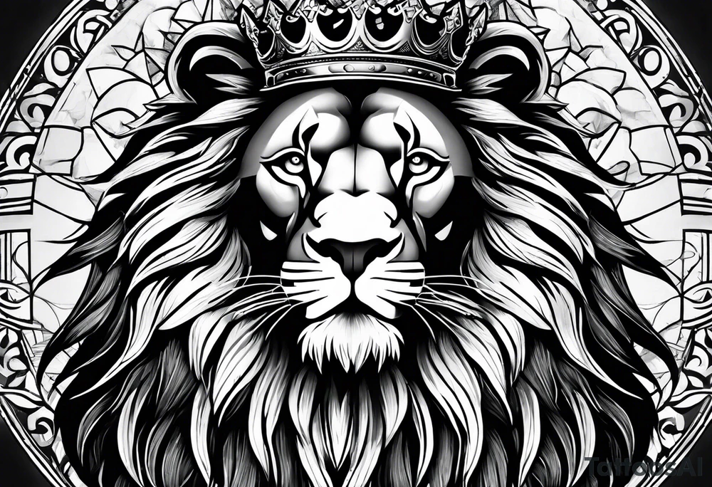 lion wearing crown tattoo idea
