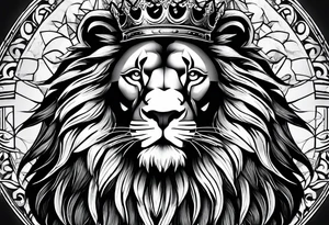 lion wearing crown tattoo idea