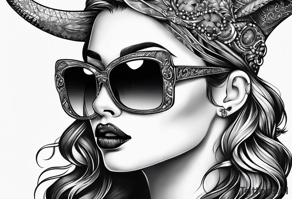 capricorn woman sunglasses big titts tattoo idea