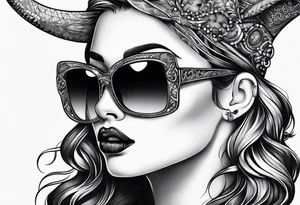 capricorn woman sunglasses big titts tattoo idea