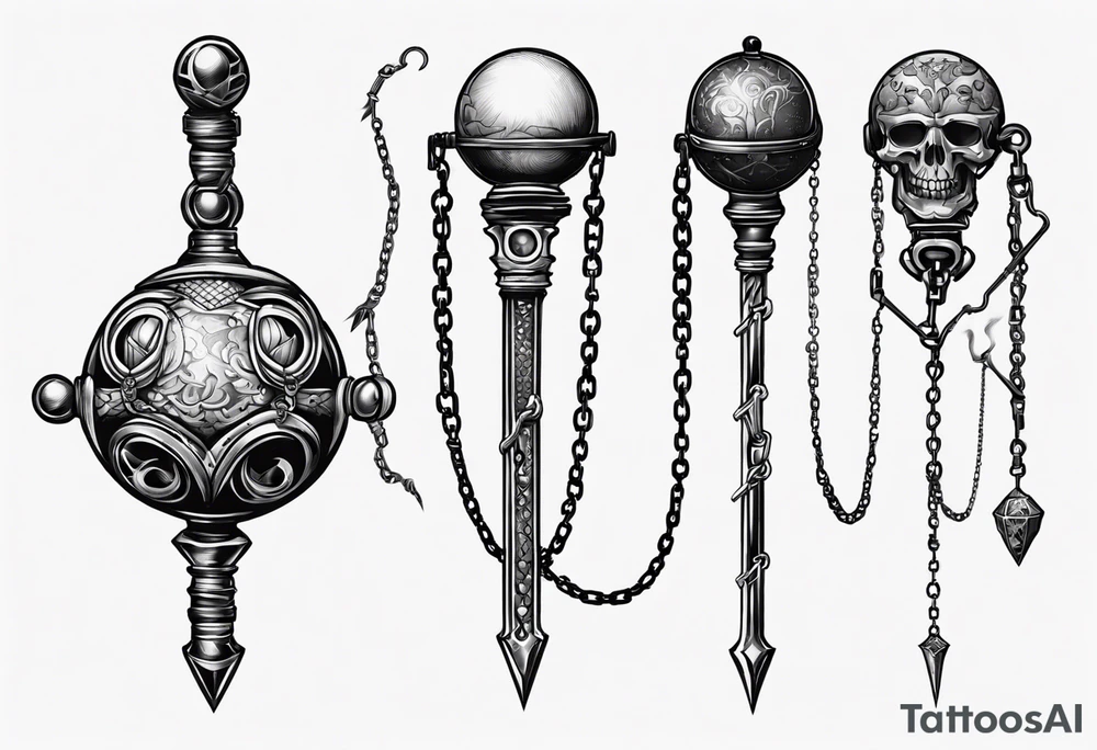 ball mace on a chain tattoo idea