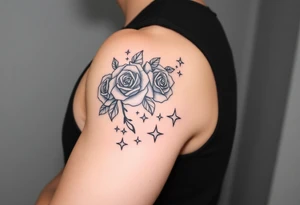 Name Eden roses and stars tattoo idea