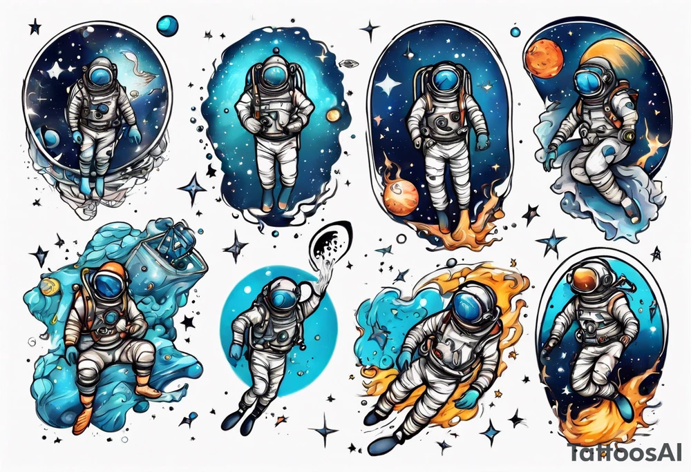 diver in space tattoo idea