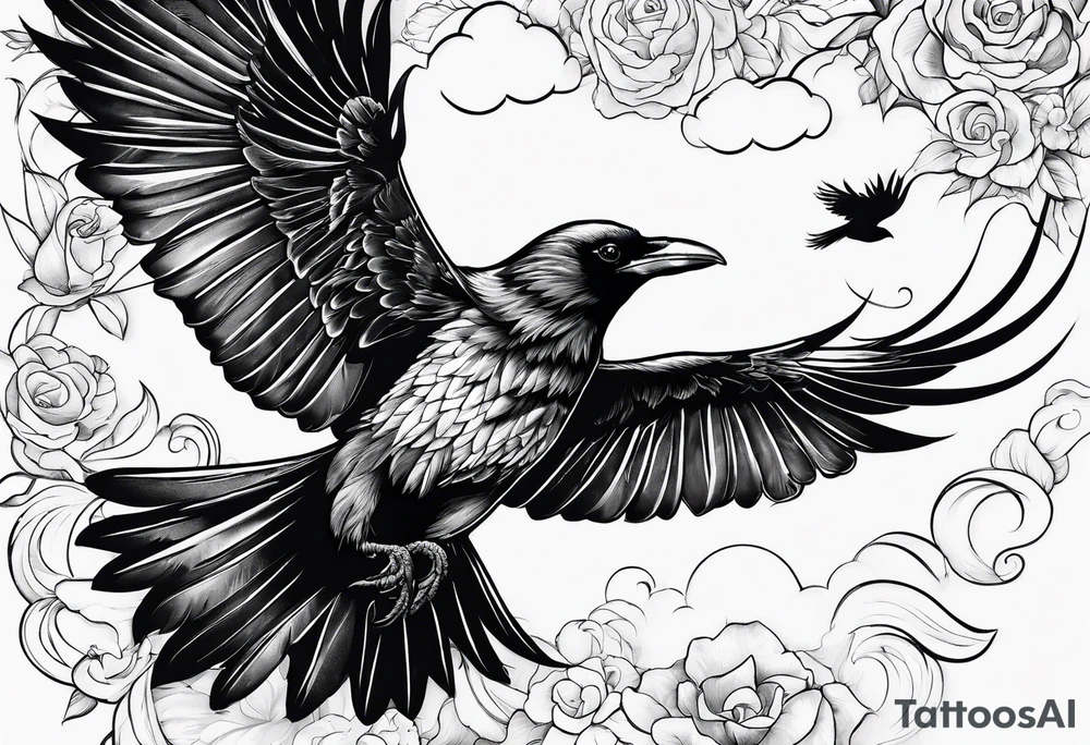 flying crows tattoo idea