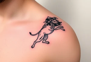 warrior riding on top of lion into battle tattoo idea