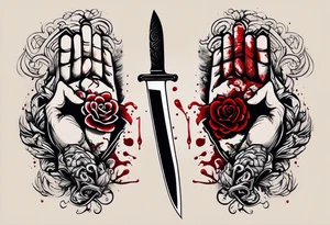 small tattoo to fit on the back of someone’s arm. Two manly hands from two different people doing a hand shake with a knife in between them, and blood dripping down the knife. Brotherhood tattoo tattoo idea