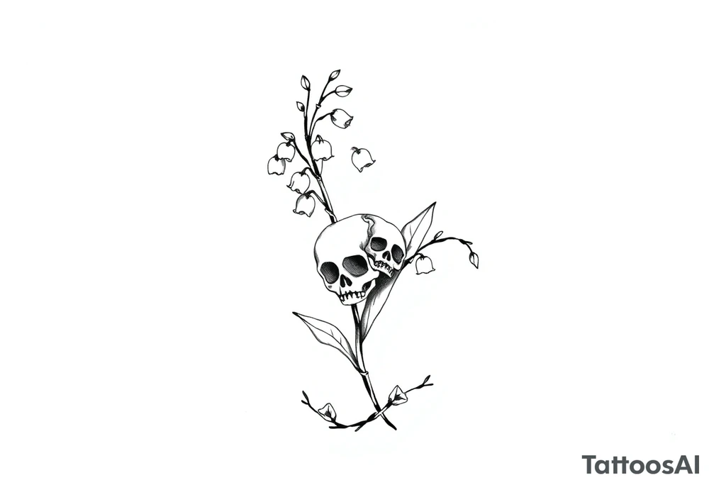 Lily of the valley tattoo vine wrap around with skulls in place of flower tattoo idea