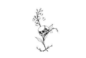 Lily of the valley tattoo vine wrap around with skulls in place of flower tattoo idea