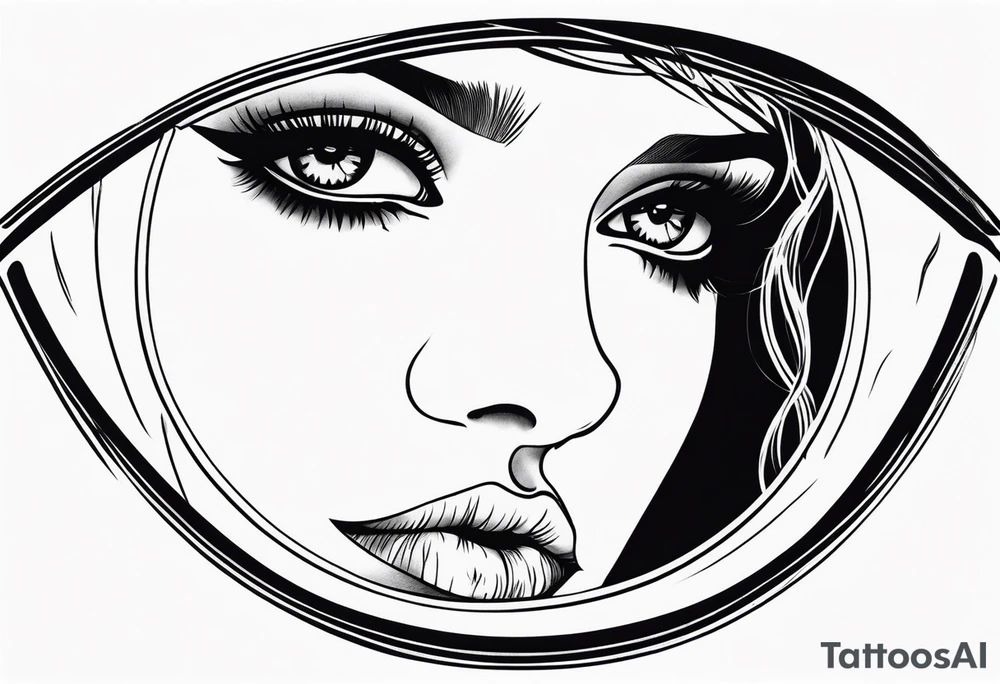 Sad girl Gothic eyes rolled back tattoo idea