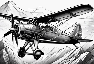 sketch of adventure plane in perspective from the bottom tattoo idea