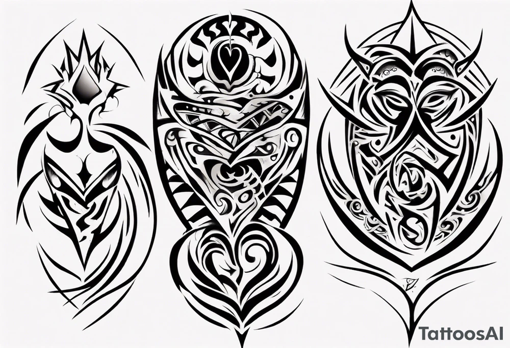 tribal tattoo describing a fathers love for his wife and son tattoo idea