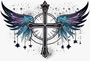 Constellation, wing , snow , cross tattoo idea