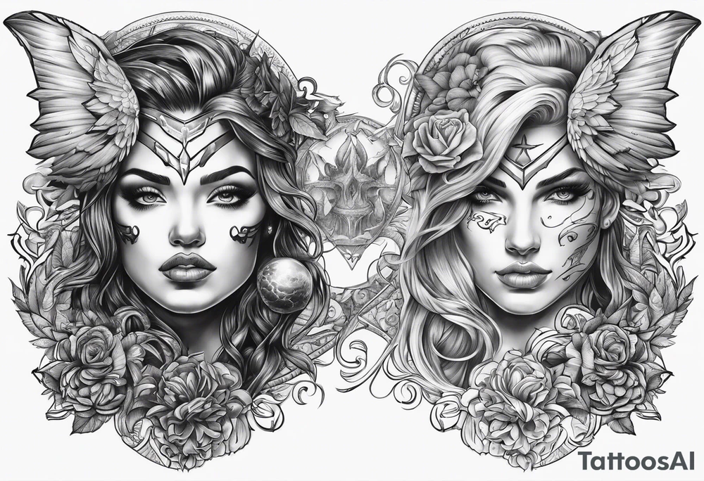 Good vs evil tattoo idea